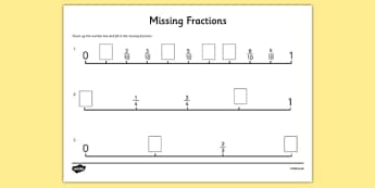 Missing Fractions on a Number Line Worksheet - Twinkl