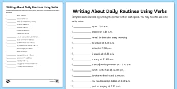 writing about daily routines using verbs worksheet esl