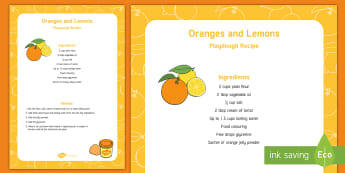Oranges and Lemons Playdough Recipe - playdough, recipe, oranges