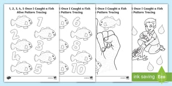 One Two Three Four Five Once I Caught a Fish Alive Colored Nursery Rhyme  Poster