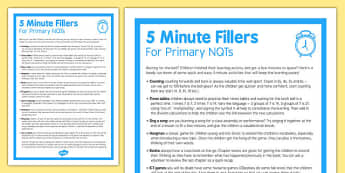 5 Minute Fillers for Primary NQTs KS2 - fillers, primary, nqt, ks2