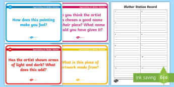 Art Appreciation Blether Stations - art, artists, appreciating, discussion, response, listening, talking, evaluating,