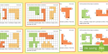 Perimeter Challenge Cards - Maths Resource - Twinkl