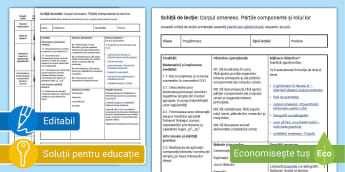 Predare Corpul omenesc – Schiță de lecție clasa pregătitoare