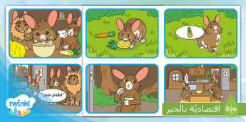بطاقات ترتيب أحداث قصة حرف الألف - الأرنب أمير