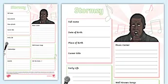Singer Editable Fact File Template Musicians Fact Files | twinkl.co.uk