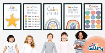 Calm Corner Mindfulness Muted Rainbow-Themed Posters Pack