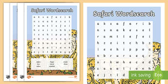 Word Search on a Safari theme | Twinkl Primary Resources
