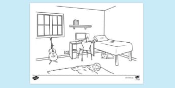 Free Bedroom Wall Colouring Page Colouring Sheets