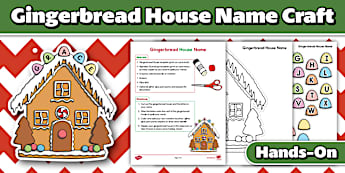 Gingerbread House Name Cut and Paste Craft