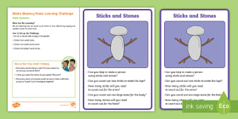 EYFS Maths Mastery Counting Home Learning Challenge: Sticks and Stones  - maths mastery, Homework, home learning, homework, parents counting activities, maths activities to d