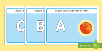Alphabet Playdough Mats (uppercase) - Playdough mat, playdough resources, literacy, alphabet, letters, playdough 