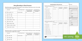 Using Rounding to Check Answers - estimate, approximate, checking