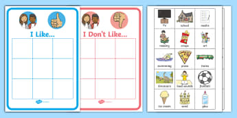 All About Me - 'Likes' and 'Dislikes' Sorting Activity - Twinkl