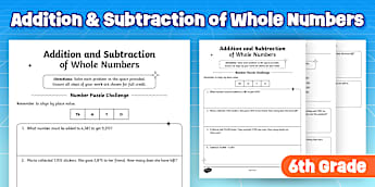 Addition & Subtraction Worksheets | Grade 6 | Twinkl