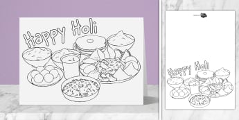 holi colouring cards