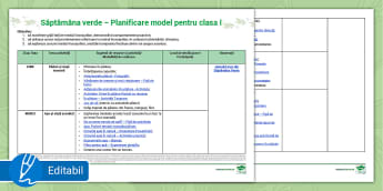Planificare Săptămâna verde pentru clasa I – Model