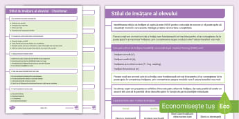 Chestionar stil de învățare elevi – Twinkl România