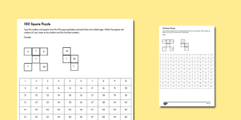 100 Square Puzzles | twinkl.ca