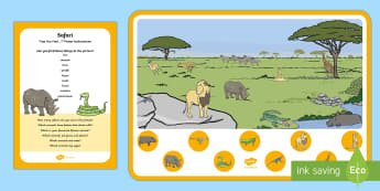 Safari Can You Find...? Poster and Prompt Card Pack - Safari, animal, savannah, Africa, plains, african animals