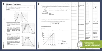 Comparing Distance/Time Graphs to Speed/Time Graphs Worksheet for 8th -  10th Grade