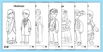 Dünyanın Dört Bir Yanından Çocuklar  - Boyama Sayfaları