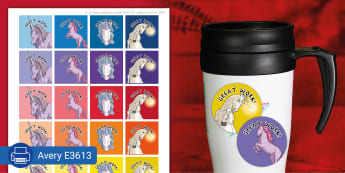 Unicorn | 'Great Job' | Rainbow Coloured | Reward Stickers