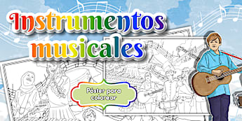 Póster: Instrumentos musicales - para colorear