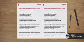 Tutor Time: Following Instructions Activity | Beyond