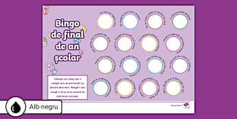Bingo de final de an școlar – Fișă de activitate