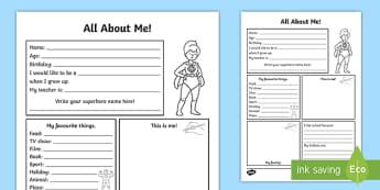 All About Me Worksheet | Primary Resources | Twinkl