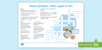 Properties of Matter Crossword | Twinkl