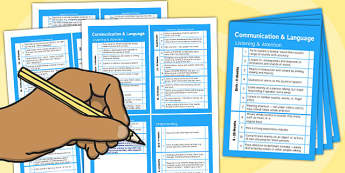 Pocket Sized EYFS Early Years Outcomes Tracking Document Communication and Language - Early, Years, Outcomes