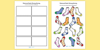 Patterned Socks Pairing Activity - patterns, matching, pairs 