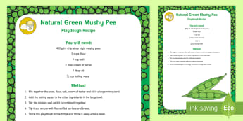 Natural Green Mushy Pea Playdough Recipe - Jack and the Beanstalk, Jaspers Beanstalk, Princess and the Pea, bean