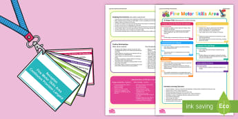 Fine Motor Skills Area Continuous Provision Plan Posters Reception FS2 - EYFS, Early Years, Early Years Planning, Continuous Provision, equipment, resources, indoor, outdoor