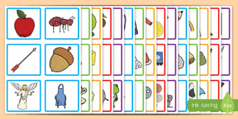 Initial Sound Picture Square Peg Labels - initial sound, picture, square, peg, labels, display