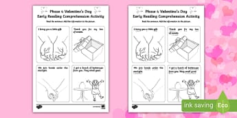 Valentine’s Day Phase 4 Early Reading Comprehension Activity 