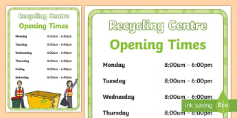 recycling centre role play opening times resources primary