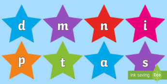 Phase 2 on Stars Multicolour Cut-Outs - Phase 2 Phonemes on Stars (Multicolour) - Phonemes, phoneme, Phase 2, Phase two, Foundation, Literac