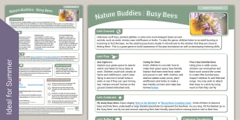 EYFS Nature Buddies Outdoor Learning: Busy Bees | Twinkl