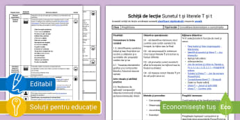 Consolidare sunetul și litera T – Schiță de lecție