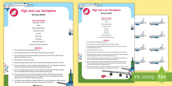 High and Low Concept Aeroplane Sensory Bottle - discovery bottle, calm-down bottle, height, measure, distance