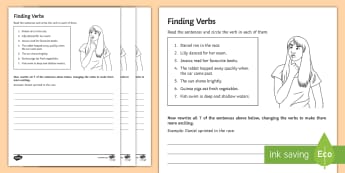 Find the Verbs Worksheet / Worksheet - writing, reading, verbs, comprehension, sen, entry level