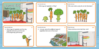 Carrot Club Talk Cards - Originals, Fiction, KS1, Healthy Eating Week, Bullying, Inclusion, Friendship, Food, Diet, Broccoli,