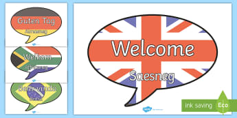 Welcome Speech Bubble Signs Welsh 