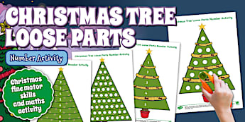 Christmas Tree Loose Parts Number Activity | Twinkl