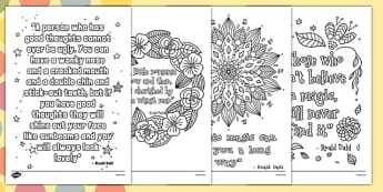 Roald Dahl Quotes Mindfulness Colouring Posters - roald dahl, quotes, mindfulness, colouring, posters