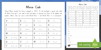 Morse Code Worksheets And Code Breaker Chart Twinkl