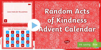 Random Acts of Kindness Advent Calendar PowerPoint - random, acts, kindness, advent, calendar,calandar, calender2016, claendars, calemdar, kindess, calan